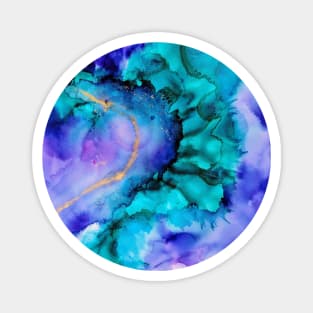 Green and Purple Abstract Paint Magnet